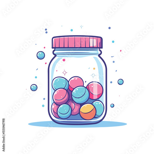 Colorful Effervescent Drug Tablet Cartoon Vector Illustration