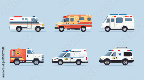 Emergency Service Icons Vector Illustration