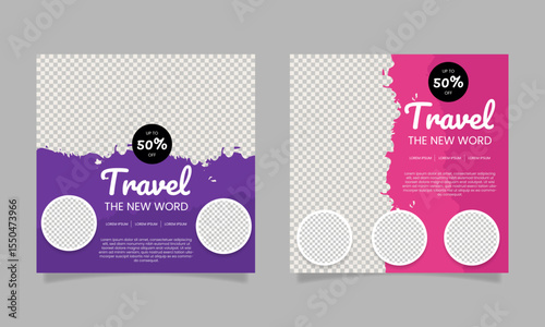 Travel social media web banner post template