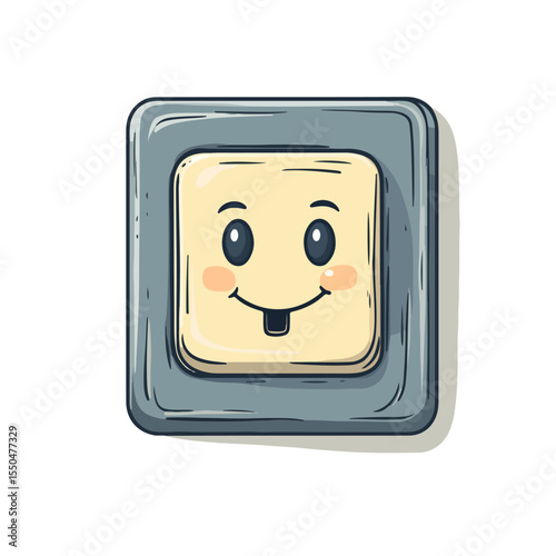 Colorful Cartoon Illustration of Electric Socket and Plug, Fun Vector Design for Kids Room Decor