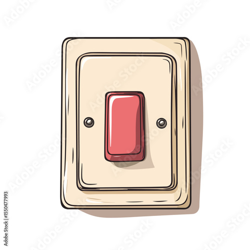 Colorful Cartoon Electric Switch Vector Illustration for Children, Hand-drawn Style