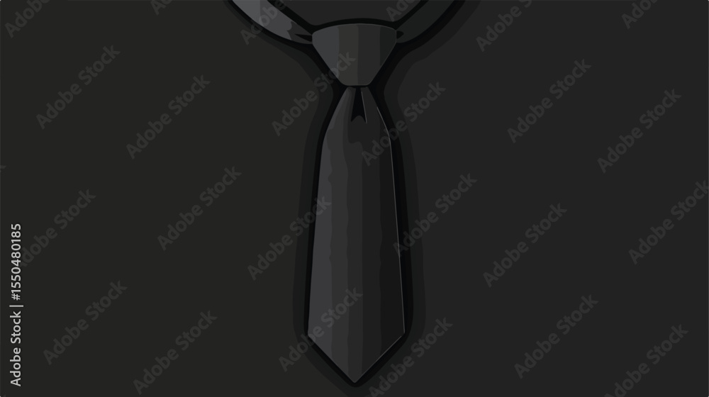 Elegant Black Necktie Flat Vector Illustration