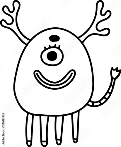Playful Monster with Antlers