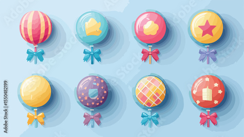 Happy Birthday Badges with Decoration - Celebrating Eleven Years