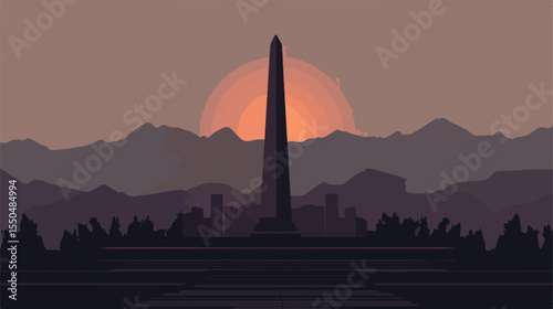 Empire State USA Monument Flat Vector Illustration