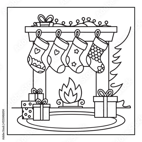 Bold & Easy Cute Christmas coloring book pages, line art, victor illustration, christmas, black and white designs, bold & easy coloring book, bold & easy coloring pages