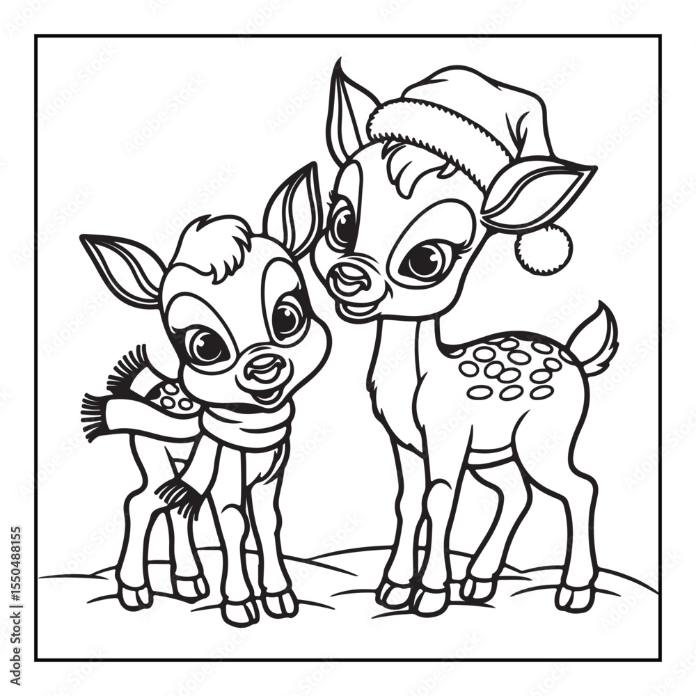Obraz premium Bold & Easy Cute Christmas coloring book pages, line art, victor illustration, christmas, black and white designs, bold & easy coloring book, bold & easy coloring pages