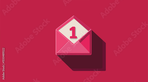 Envelope with Number One Line and Fill Style