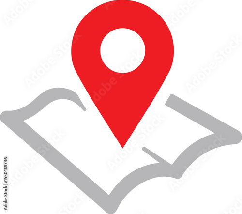 Vector Of Folded Map With Location Pin Icon