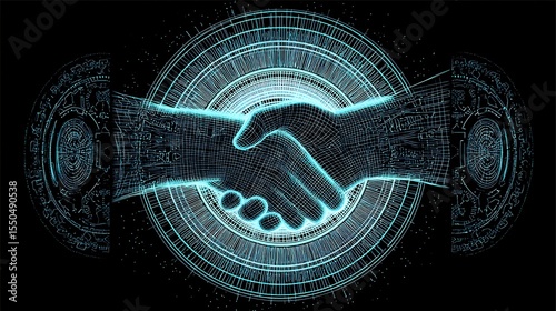 Digital handshake, futuristic