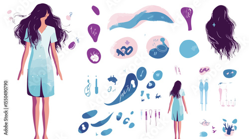 Illustration of a Woman with Epilepsy Having Seizures - Flat Vector Design