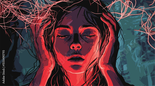 Flat Vector Illustration of a Woman with Epilepsy