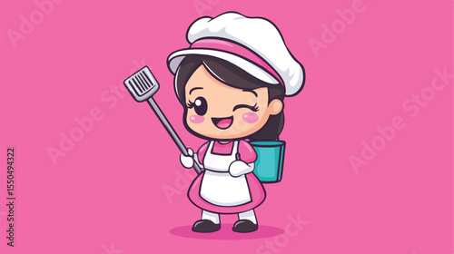 Cute Exhaust Maid Mascot Cartoon Vector for Design Projects