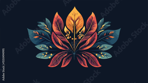 Exotic Leaf Plant Foliage Nature Flat Vector Illustration