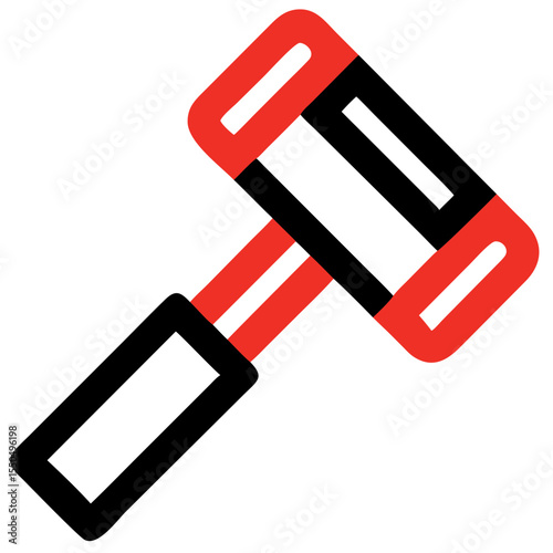 Minimal sledgehammer tool icon, red and black, construction tools concept