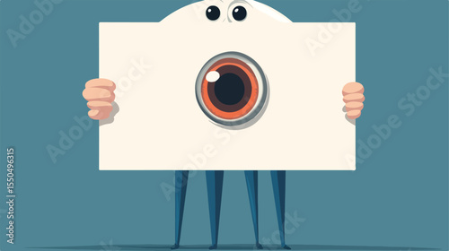 Professional Man Holding Blank Sign Vector Illustration