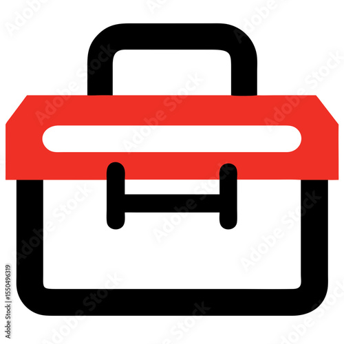 Toolbox with handle icon, minimal style, red and black, construction tools concept