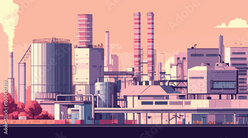 Urban Infrastructure Factory Vector Illustration