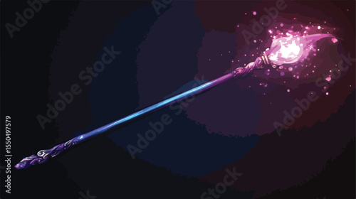 Magical Fairy Tale Magic Wand Icon Isolated on White Background