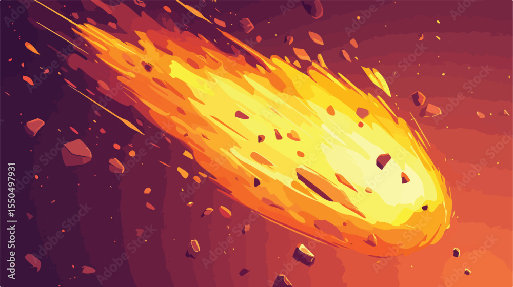 Dynamic Falling Fireball Poster Vector Illustration