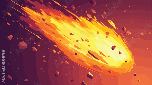 Dynamic Falling Fireball Poster Vector Illustration