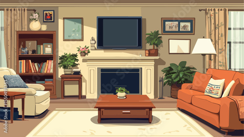 Family Members Gathered in Stylish Living Room Setting