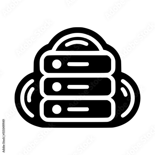 Digital server icon presenting cloud storage system