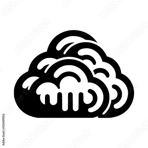An elegant, black and white cloud graphic, symbolizing data storage and digital connectivity