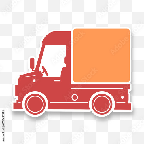 delivery silhouette cartoon car with box element sticker for marketing