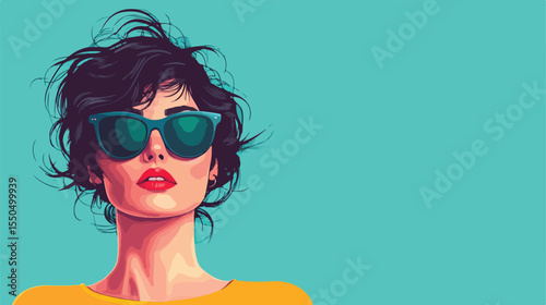 Chic Hipster Woman Flat Vector Background
