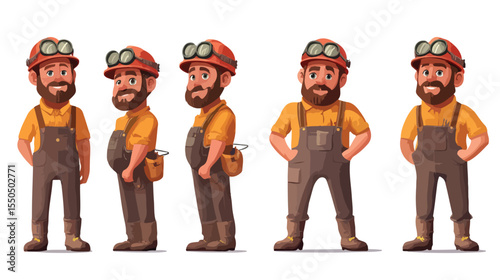 Professional Farmer Miners Mascot Design in Flat Vector Illustration