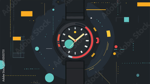 Fashion Technology Smart Watch Flat Vector Illustration
