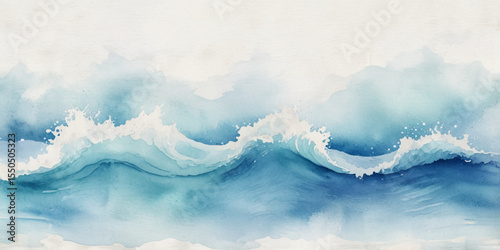 Abstract blue and white water ocean wave and curved line background. Blue wave with liquid fluid ocean texture. Ocean wave banner background.	