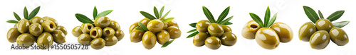 PNG Fresh green olives arrangement, transparent background