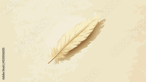 Feather Writing on Paper Flat Vector Illustration