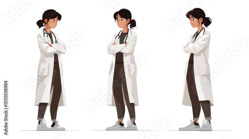 Confident Female Doctor Professional Flat Vector Illustration