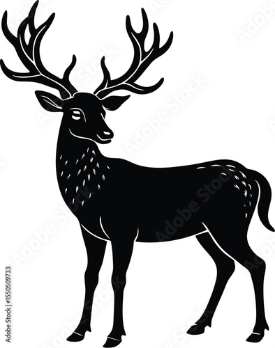 Deer with Antlers Silhouette