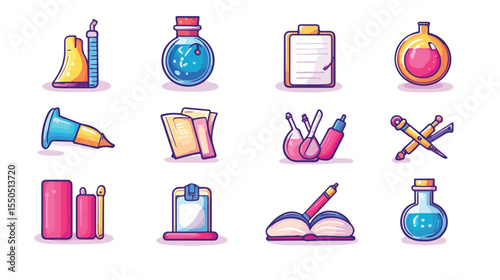 Education Icons with Flask Chemistry Backpack