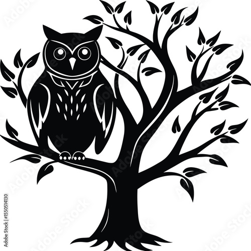 Owl on Tree Silhouette