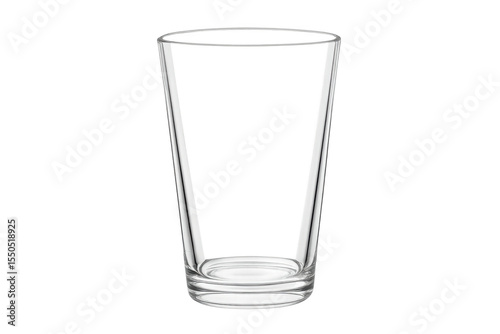 Photorealistic empty pint glass standing on a transparent background, perfect for showcasing beverages or designs