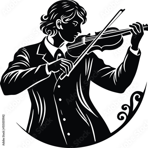 Violinist Playing Silhouette