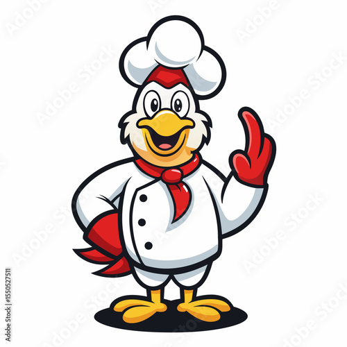 Friendly cartoon chicken chef giving a thumbs up