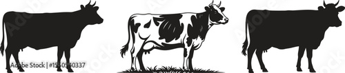 Silhouette Cow Icon. Farm Animal, Livestock, Milk, Agriculture Vector Illustration Isolate on White Background