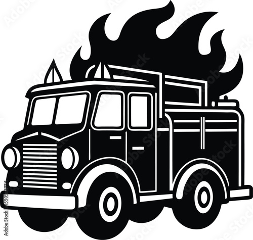 Silhouette of a Fire Truck