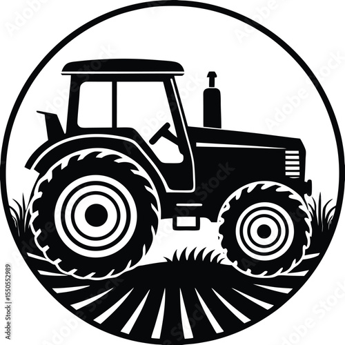 Silhouette of a Tractor