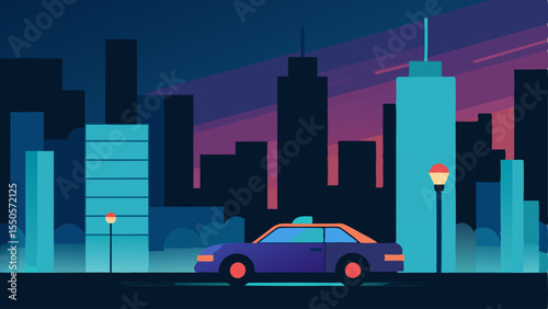 Cityscape Background The getaway car racing past tall buildings with reflections of police lights flickering on the windows.