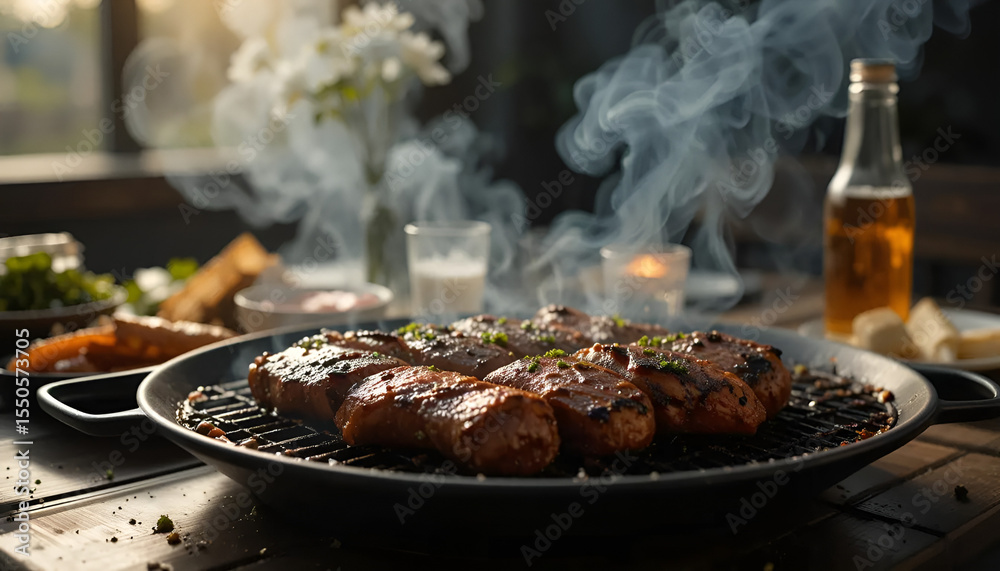 Fototapeta premium barbecue, photo of barbecue that has been served with good colors and lighting