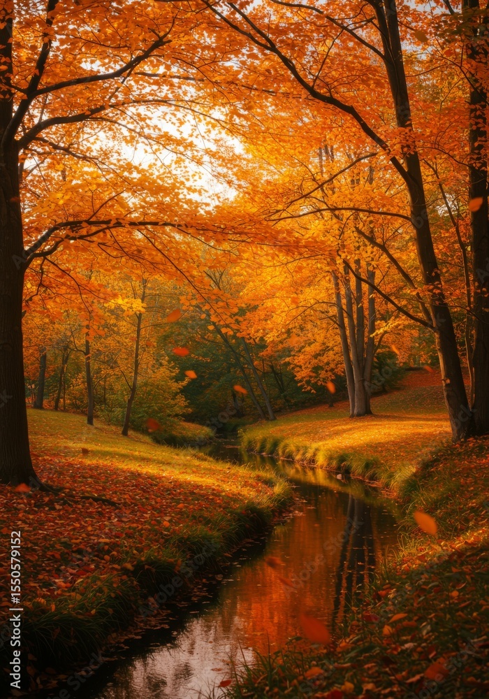 Obraz premium Autumn Landscape with Orange and Yellow Leaves