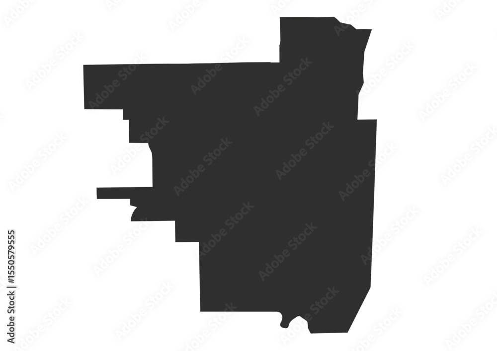 Black silhouette of the Boca Raton city area. Minimalist vector illustration, ideal for graphic design or iconography.