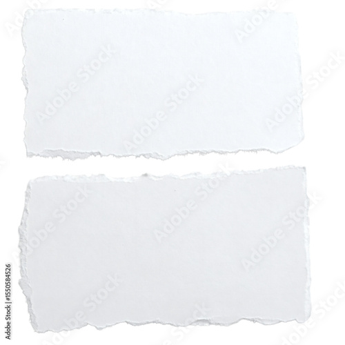 torn blank pages with uneven texture edges. set of ripped white paper sheets png isolated on transparent background. document or newspaper mockup.